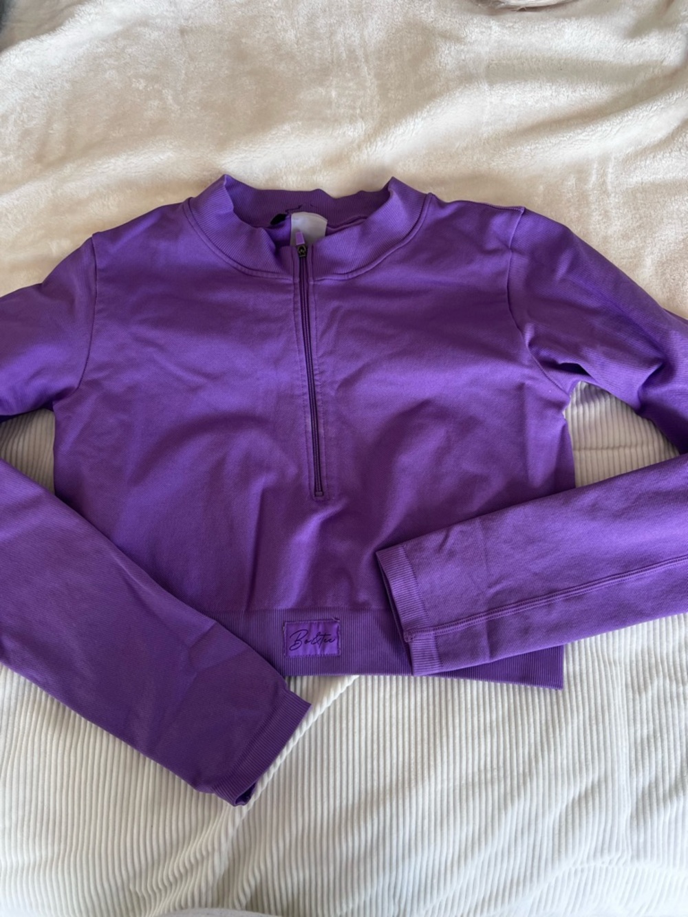 Purple Crop Zip-Front Top